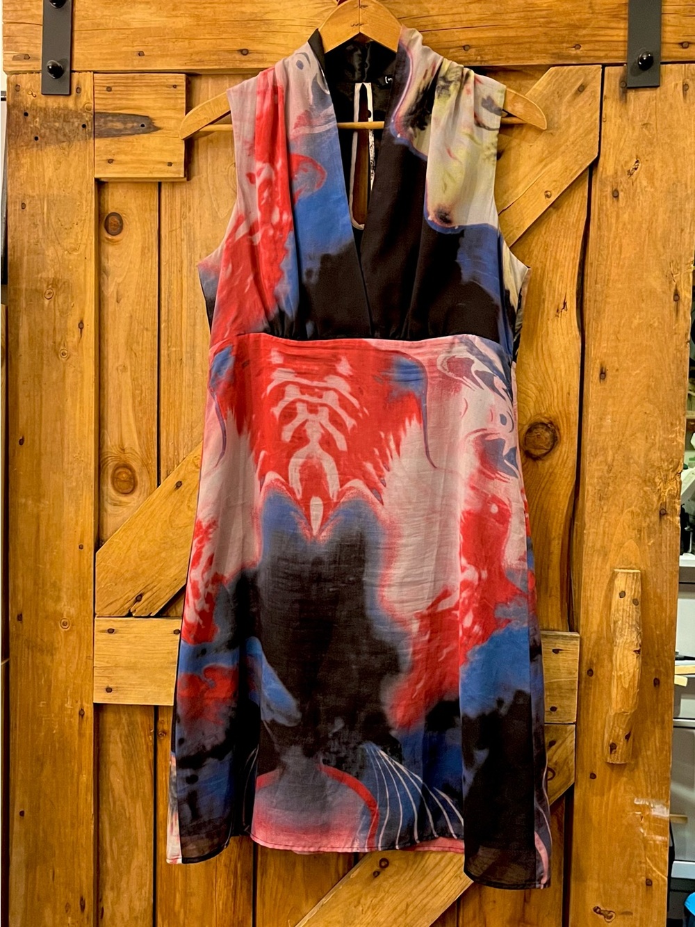 St-Martins 100% Silk Abstract Print Sleeveless Mini Dress Size M